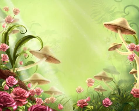 蘑菇森林梦幻海报背景背景