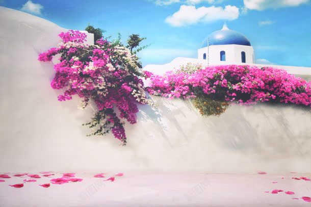粉红色的花园与城堡jpg设计背景_88icon https://88icon.com 城堡 粉红色 花园