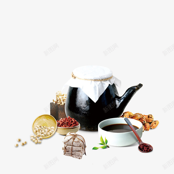 黑色茶壶药膳药材装饰png免抠素材_88icon https://88icon.com 免抠中药 勺子 白色的盘子 茶壶 药材装饰 药膳 黑色