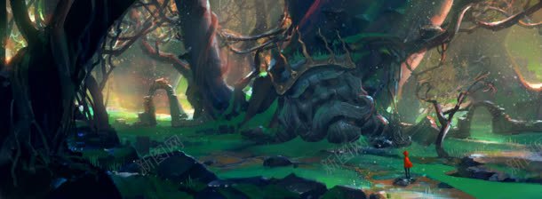 神秘的童话森林与小红帽jpg设计背景_88icon https://88icon.com 小红帽海报 森林 神秘 童话 红帽
