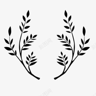 橄榄枝花环荣誉徽章花纹装饰图标图标
