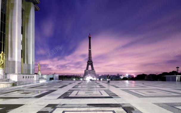 法国白色瓷砖广场海报背景背景