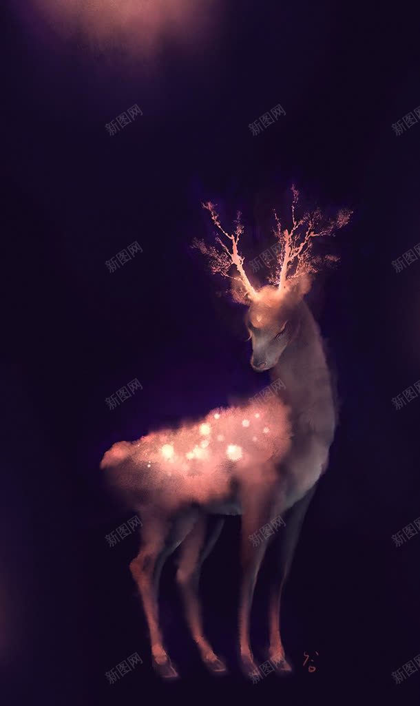 仙境里的山羊大屏jpg设计背景_88icon https://88icon.com 仙境 唯美山羊 山羊 水墨山羊