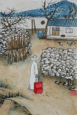 庭院海报中国风农村庭院水墨画海报背景高清图片