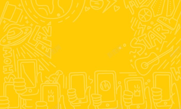 黄色卡通手机图案手绘海报背景背景