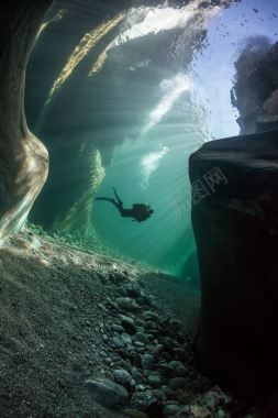 海底潜水碧绿大屏背景