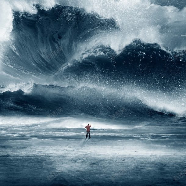 海啸下的人海报背景jpg设计背景_88icon https://88icon.com 海啸 海报 背景