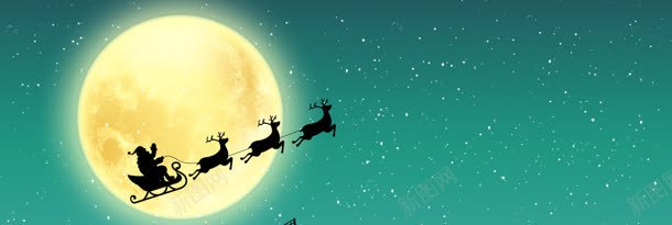 清新背景jpg设计背景_88icon https://88icon.com 圣诞老人 圣诞节海报 小鹿 月亮 雪橇