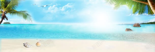 海边沙滩唯美banner背景