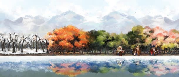 涂鸦秋季黄色枫叶背景