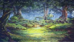 日系水彩插画日系插画森林大树绿叶动漫高清图片