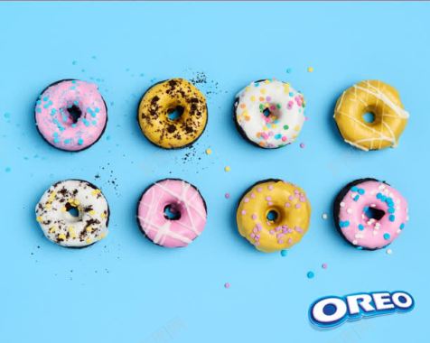 彩色美味甜甜圈海报背景广告背景