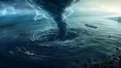 魔幻世界魔幻世界海面旋风海报背景高清图片