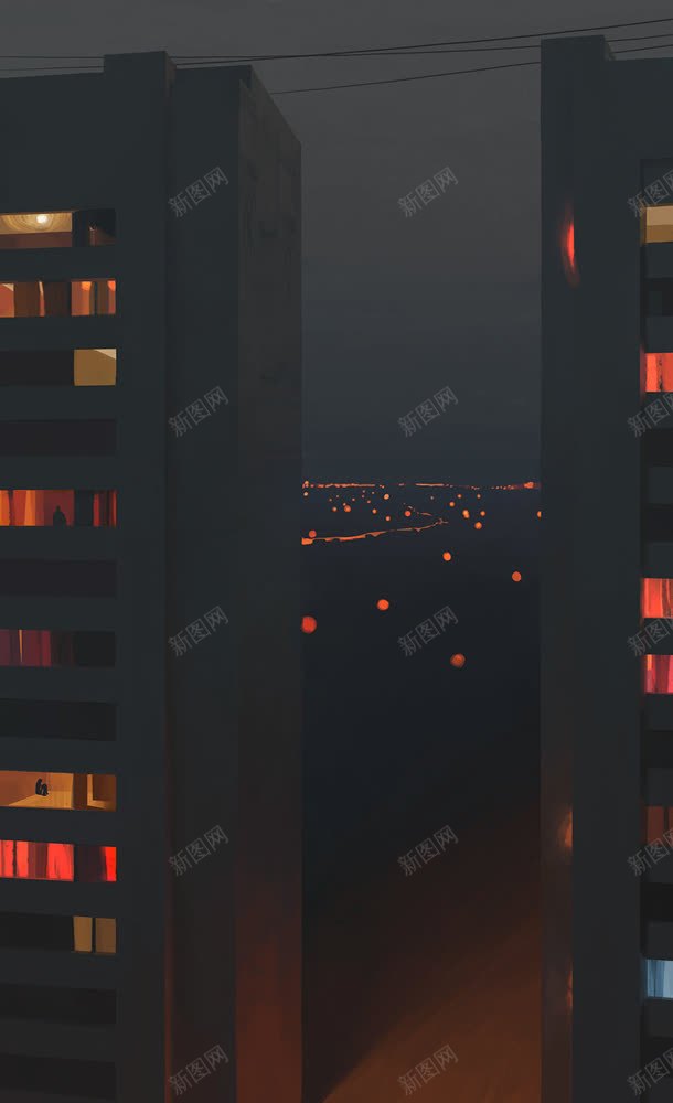 城市小区楼房涂鸦插画jpg设计背景_88icon https://88icon.com 城市 小区 插画 楼房 涂鸦