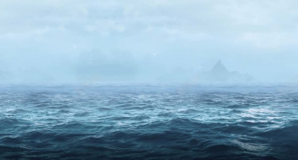 迷雾袅袅大海平面背景