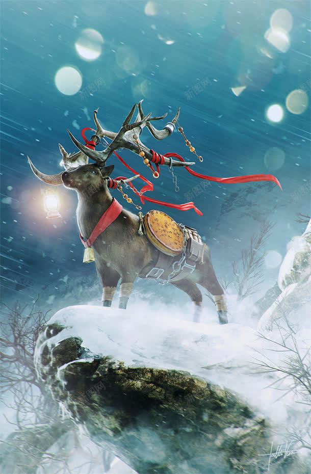 麋鹿礼物圣诞电商jpg设计背景_88icon https://88icon.com 圣诞 礼物 麋鹿