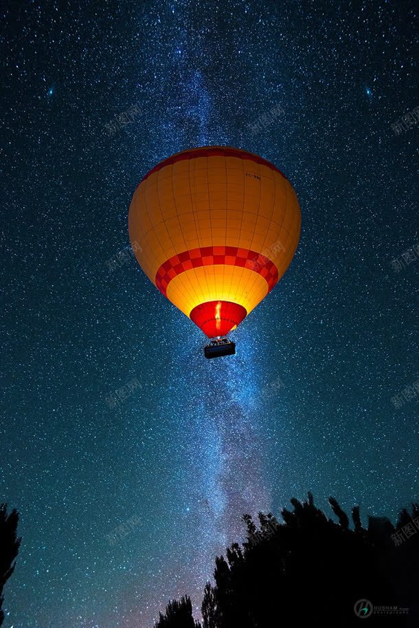 唯美星空夜空热气球jpg设计背景_88icon https://88icon.com 夜空 星空 热气球