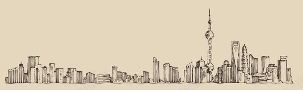 手绘城市风景banner背景jpg设计背景_88icon https://88icon.com 城市线条 城市风景 建筑 手绘画 魅力城市