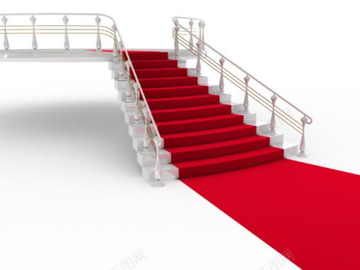 白色楼梯红色地毯背景