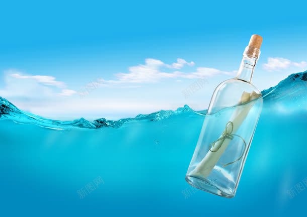 蓝色海洋玻璃漂流瓶jpg设计背景_88icon https://88icon.com 海洋 漂流 玻璃 蓝色