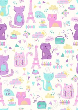 手绘紫色猫咪壁纸背景