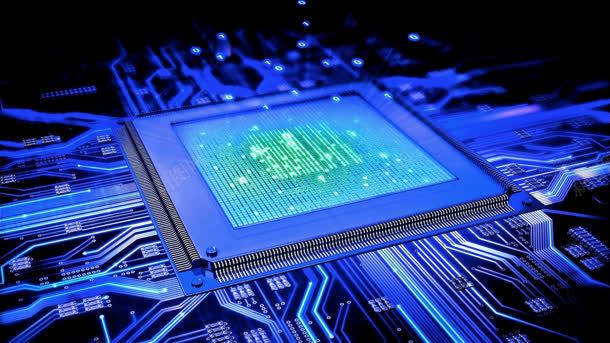 蓝色科技感CPU集成电路背景