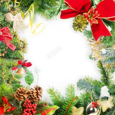 蝴蝶结与圣诞树背景背景