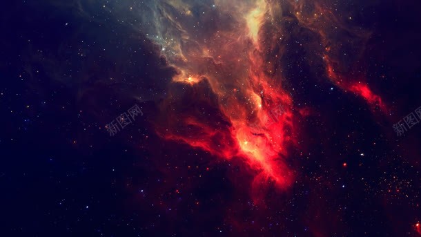红色星云星空光效叠加创意元素背景