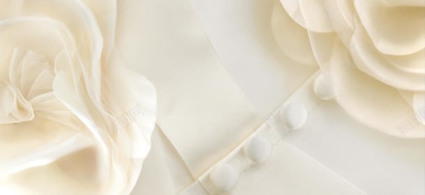 白色衣服扣子花朵海报背景背景