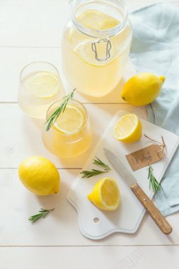 柠檬饮料清凉夏天背景