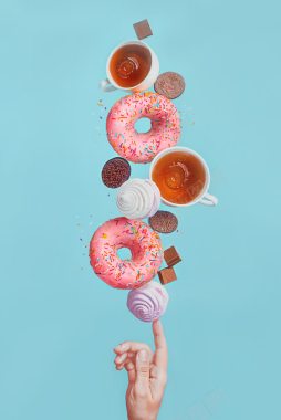 甜甜圈下午茶海报背景背景