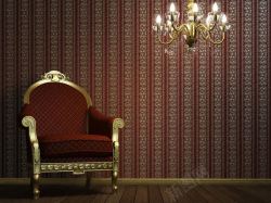 红色沙发欧式沙发与墙壁高清图片