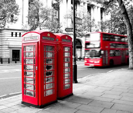 伦敦街头的电话亭背景