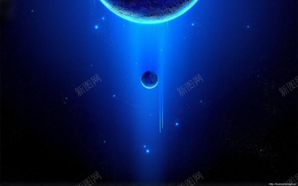 蓝色平行星球海报背景背景