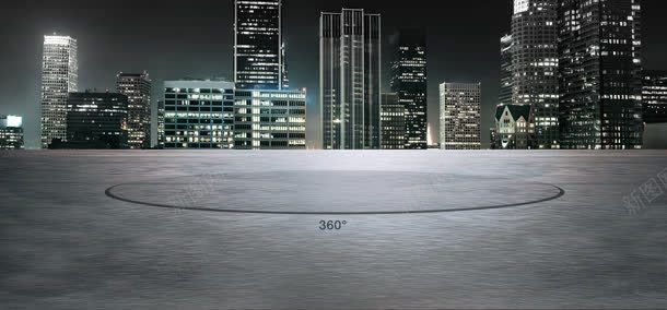 黑夜城市圆形广场海报背景背景