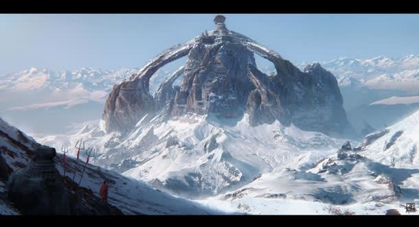 雪山场景特效环境渲染背景