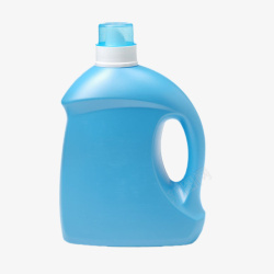 蓝色塑料洗衣篮蓝色带提手的瓶装洗衣液清洁用品高清图片