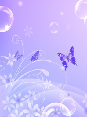 紫色梦幻蝴蝶泡泡背景