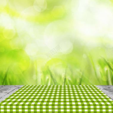 青草绿色方格餐巾布海报背景背景