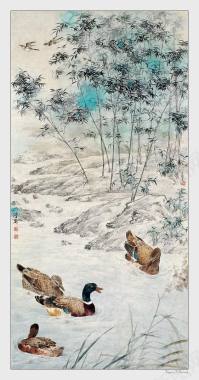 中国名家竹林画集背景
