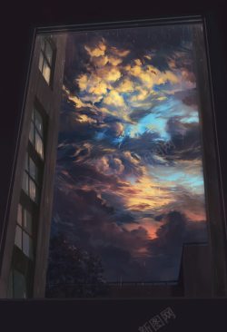 天空环境渲染效果云朵窗户背景