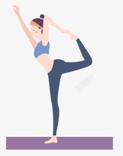 健身美女卡通全民健身日女孩瑜伽插画高清图片
