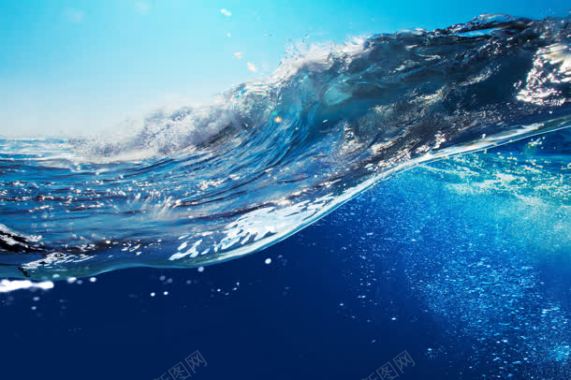 蓝色海水浪花壁纸背景
