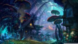 魔幻森林魔幻蘑菇森林小屋高清图片