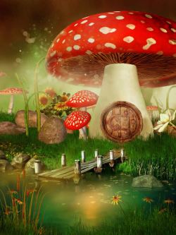 蘑菇森林卡通蘑菇插画高清图片