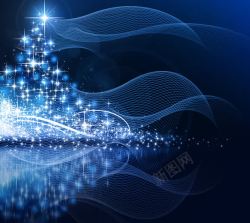 抽象圣诞树蓝色梦幻线条背景高清图片