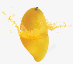 鲜嫩多汁芒果果汁飞溅高清图片