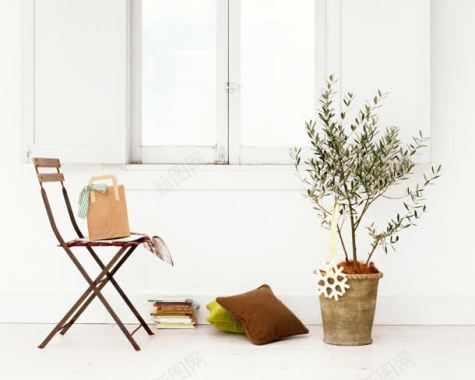 白色简约家具植物背景