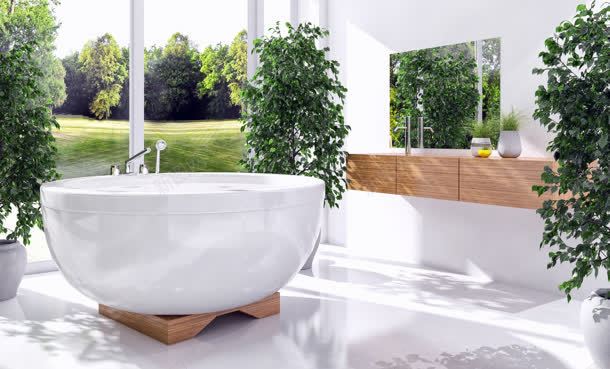白色陶瓷浴缸家具背景