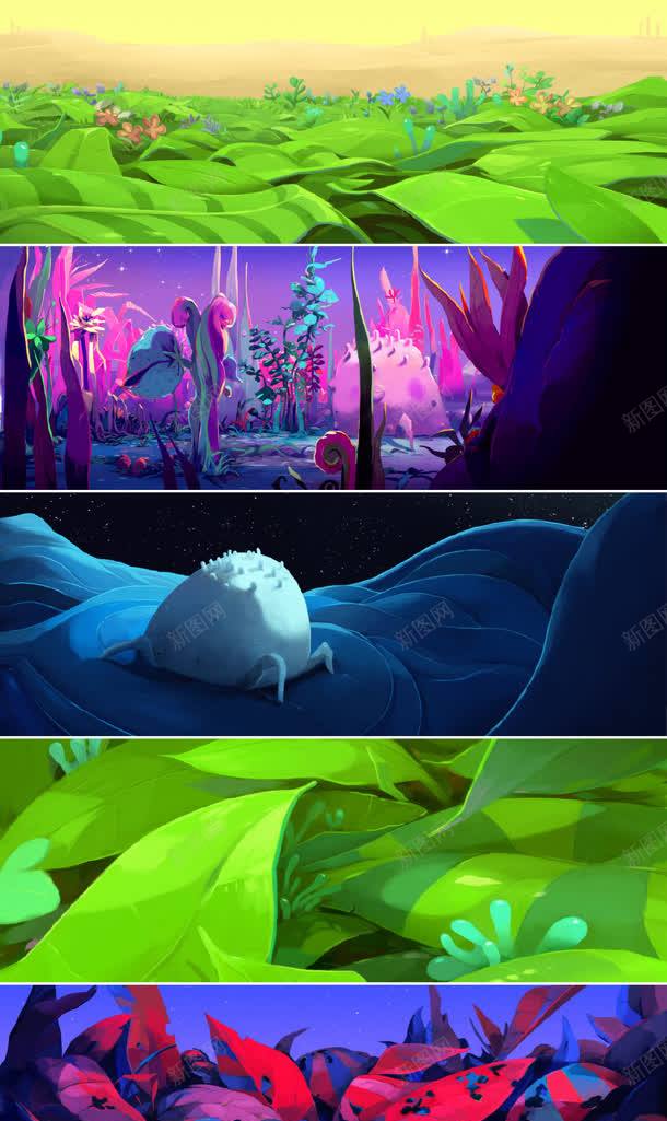 手绘卡通植物风景jpg设计背景_88icon https://88icon.com 卡通 植物 风景